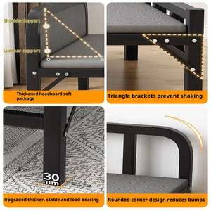 Cama Moderna Plegable de Tamaño Completo con Estructura Metálica y Tapicería de Tela para Apartamentos y Dormitorios - Product Image 4