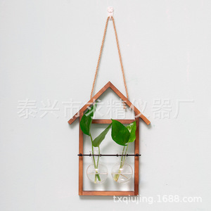 <b>Wall</b> Mounted Hydroponic Plant <b>Display</b> Frame Wooden Rectangle With U Shaped Pole For Indoor Decoration - Product Image 5