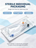 Cathéter urinaire stérile jetable à double voie en silicone pour usage vétérinaire avec stylet à ballonnet pour drainage urinaire continu chez le chien et le chat