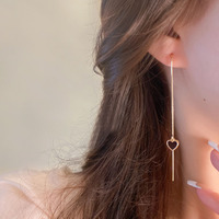 Mode noir coeur oreille ligne longues boucles d'oreilles suspendues pour les femmes couleur or oreille fil Piercing boucle d'oreille accessoires bijoux cadeaux