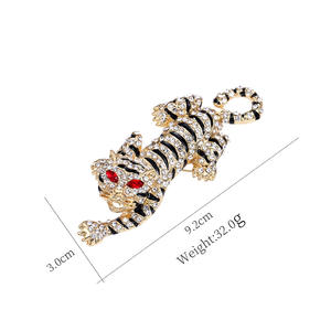 Broche de tigre Retro Crystal Rhinestone Broche Pin Oro antiguo y plata antigua - Product Image 2