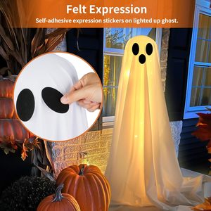 Décorations d'Halloween Grands fantômes effrayants lumineux avec lumière LED Décor de fantômes effrayants debout pour porte d'entrée Porche Yard Party - Product Image 4
