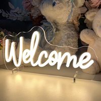 Panneau LED néon de bienvenue avec numéro de table 30x14.4cm, lampe de bureau USB, veilleuse pour mariage, décoration de chambre, publicité, articles gonflables