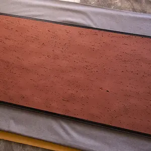 Pietra artificiale di lusso facile installazione foglio rosso impiallacciatura parete esterna pannello decorazione rivestimento in pietra travertino flessibile