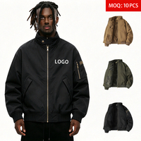 Blouson Bomber Homme Grande Taille Doublé Polaire Hiver Chaud Épais avec Doublure Sherpa Col Montant Zippé Noir Style Aviateur