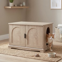 Meuble pour animaux de compagnie avec bac à litière dissimulé, maison pour chat en bois moderne pour l'intérieur