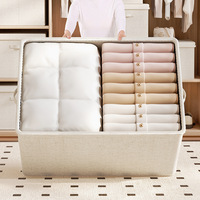 Organisateurs de placard pliants en tissu polyvalent avec couvercle à poignée Couleur beige Boîte de rangement robuste pour déménagement