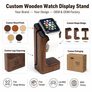 Soporte de Madera para Relojes, Organizador en Forma de <span class=keywords><strong>C</strong></span> de Madera Maciza para Apple Watch y Seiko, Personalizado, Venta al Por Mayor de Fábrica OEM - Product Image 6