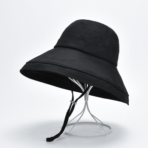 Bán Buôn Rắn Màu Rộng Vành Bông Linen Hỗn Hợp Đồng Bằng Mùa Hè Xô Bãi Biển Sun <span class=keywords><strong>Hat</strong></span> Với Chuỗi Cổ Cho Phụ Nữ - Product Image 4