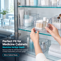Set Organizer Pembagi Laci PET Transparan, Baki Penyimpanan Modular Multi Ukuran Anti Selip untuk Dapur, Kamar Mandi, Meja Rias, dan Makeup