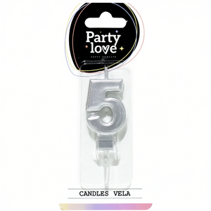 Candela Numero 5 in Argento per Feste, Candele di Compleanno da 4,5 Cm - Product Image 3