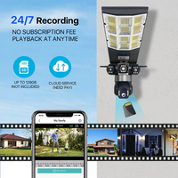 Lampe solaire de rue V380 avec contrôle à distance WiFi triple vue, 4G PTZ, lampe solaire tout-en-un, caméra HD étanche