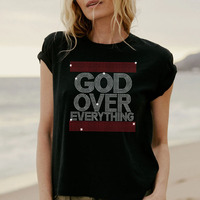 Transfert de chaleur personnalisé Dieu sur tout strass pour T-shirt