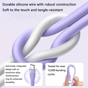 Cable de Datos Tipo-<span class=keywords><strong>C</strong></span> a <span class=keywords><strong>C</strong></span> de Silicona Suave PD60W 20V/3A, Opciones de <span class=keywords><strong>50</strong></span>, 120 y 200 <span class=keywords><strong>cm</strong></span> para Teléfono Móvil, Auriculares y Altavoces - Product Image 4