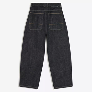 Jeans en denim brut non lavé vintage personnalisés pour hommes, 100% coton, coupe large et ample, avec boutons croisés - Product Image 4