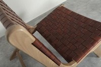 Chaise longue en bois Scandianavia Vintage Green Sage Boucle Mid Century Design Brunt Umber Marocain Chair Fauteuil