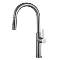 Robinet de cuisine extractible gris anthracite, design moderne, pivotant à 360°, en acier inoxydable, mitigeur chaud/froid pour évier