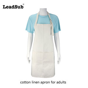 Delantales de lona de lino y poliéster para adultos y niños en blanco con sublimación de logotipo personalizado, delantal de restaurante para limpieza de cocina para Chef - Product Image 4