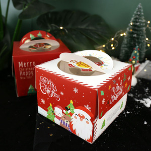 Christmas cake box with window with handle