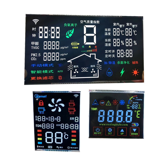 Customized monochrome 7 Segment 6 Digit PIN Connector VA type LCD Display for air conditioning control system