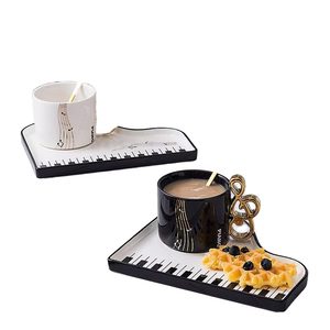 <span class=keywords><strong>2023</strong></span> nuevo piano creativo nórdico teclas blancas y negras taza de café de cerámica y platillo conjunto exquisitas tazas - Product Image 1