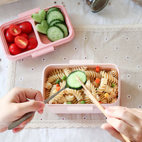 Boîtes de rangement alimentaire pour enfants de style japonais en plastique PP à 3 compartiments, à double niveau, sans BPA, OEM, boîte à bento pour la préparation des repas