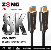 Câble HDMI optique actif AOC 8K HDMI2.1 48 Gbps 8K60Hz 4K120Hz EARC HDCP2.3 Longueur personnalisée