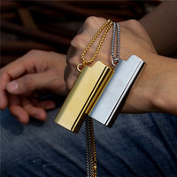 Hip-hop Or Plaqué Argent Titane Acier Collier De Perles pour Fumeur Rappeur Couverture Plus Légère Pendentif Collier
