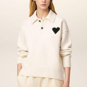 Marque privée Fabricants de tricots Pull en tricot pour femmes Pull Paris Love Jacquard Polo en laine mérinos pour femmes - Product Image 1