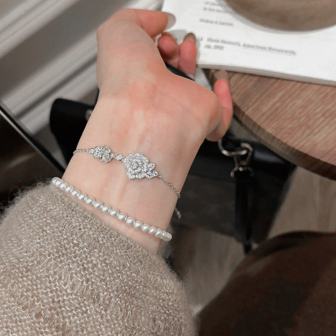 Bracciale rosa in argento