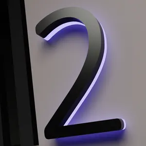 Products Supplier Hotel Door Number Address Illuminated 3d Stainless Steel House Numbers With Light