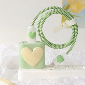 2023 nuevo lindo amor corazón Protector línea de datos espiral Cable enrollador auriculares cargador Cable DE DATOS cubierta protectora accesorios de Cable - Product Image 4
