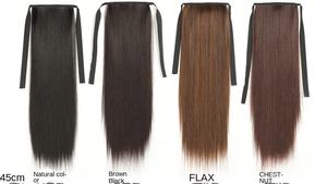 Perruque dame avec double sangle de cheveux droite de longueur moyenne queue de cheval réaliste en fibre chimique perruque avec queue de cheval d'usine en gros - Product Image 6