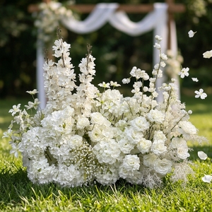 Grande boule de fleurs de 100 cm, centre de table personnalisé, arrangement en soie explosive de roses blanches et d'hortensias, décoration pour mariage, anniversaire, événement - Product Image 1