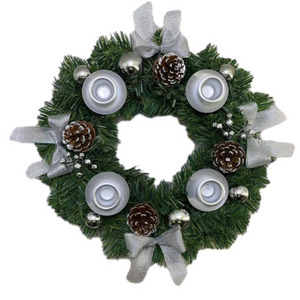 Senmasine 30cm Candlestick Flower Wreath With Poinsettia Pinecone Ornaments Ball Wreaths Front Door <strong>Christmas</strong> <strong>Decoration</strong> - Product Image 4