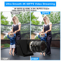ELP 4K 60FPS USB 3.0 HD MI Çift Çıkışlı Ultra HD USB Kamera YUY2 1080p 60fps Web Kamerası, Endüstriyel Denetim için 2x Zoom Lensli