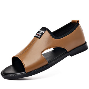 Sandalias informales con correa en T, de cuero suave, antideslizantes, para hombre, zapatos de playa huecos para verano, para exteriores, sin cordones, para jóvenes de 18 a 40 años - Product Image 4