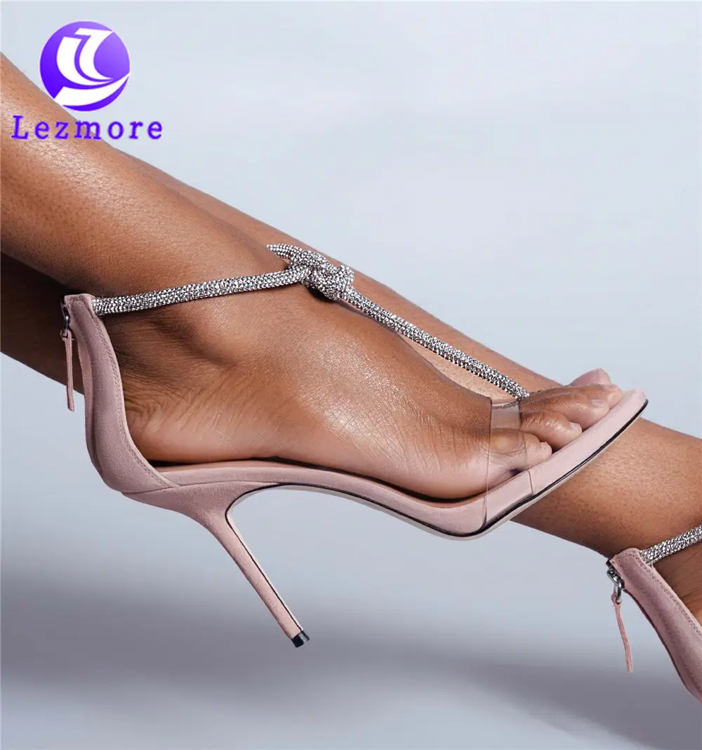 Nouvelle mode sandales été diamant Sexy femmes Transparent Vamp sandales de luxe sandales à talons chaussures talons aiguilles