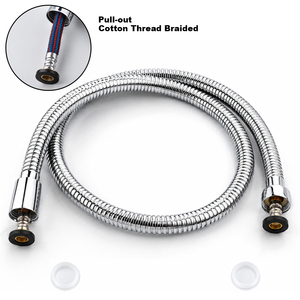 Tuyau de <span class=keywords><strong>douche</strong></span> tressé rétractable de 1 m, OD14, en acier inoxydable 201, G1/2, facile à installer, avec insert en laiton - Product Image 1