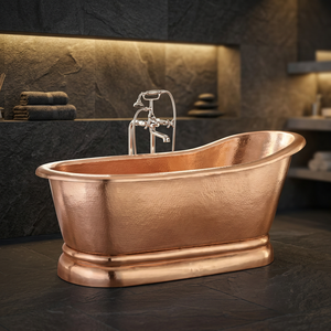 Baignoire ovale autoportante en cuivre patiné de luxe, durable, avec pieds à griffes, en métal, avec couvercle, pour adultes, pour salle de bain intérieure, maison indienne - Product Image 1