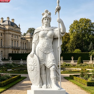 YOUFINE Statue <span class=keywords><strong>de</strong></span> la déesse Athéna en marbre blanc sculptée à la main avec casque, bouclier et lance, sculpture <span class=keywords><strong>de</strong></span> la mythologie grecque pour le <span class=keywords><strong>jardin</strong></span> - Product Image 3
