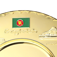 Support de tasse en métal et en bois gravé personnalisé, plaque de médaille de remise de Souvenir en relief doré