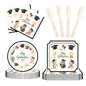 أطباق وأكواب ومناديل بتصميم التخرج من داماي، أطباق ورقية للتخرج، أدوات حفلات يمكن التخلص منها، مستلزمات وديكورات للحفلات، تكفي لـ <span class=keywords><strong>8</strong></span> أشخاص - Product Image 4