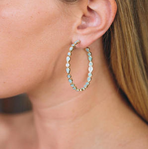 Grenzüberschreitende Europäisch-Amerikanische Vintage Western-Style Türkis-Gold Große Kreisförmige C-förmige Opal Unisex Creolen - Product Image 2