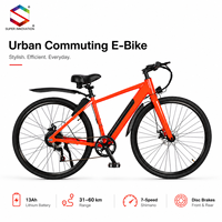 Vélo de route électrique 36V 250W avec moteur arrière, 7 vitesses, cadre en acier pour adultes, idéal pour les trajets urbains