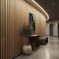 Panneau acoustique flexible en bois à lattes personnalisable, panneau mural acoustique à lattes, panneaux acoustiques en bois à lattes PET insonorisants pour la conception commerciale