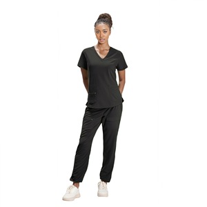 Unisex <b>Scrub</b> Set Moisture Wicking Knitted Split Uniform Hospital Workwear - Product Image 4