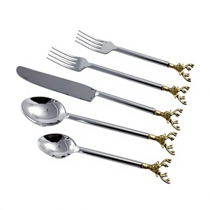 Stainless Steel American Style Back to School Flatware 5 Pcs Set with <b>Star</b> Crafts India Hand Polished New Design Best Quality - Product Image 1