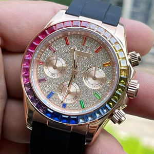 Montre mécanique lumineuse avec boîtier en acier inoxydable de 39,5 mm, verre saphir, cadran en diamant, mouvement mécanique, bracelet de 22 mm, affichage à aiguilles CHARM - Product Image 2