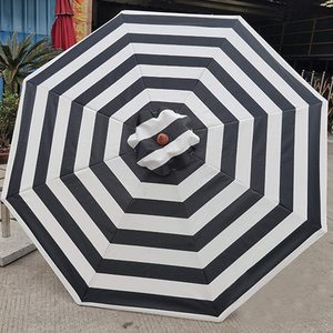 <span class=keywords><strong>Sombrilla</strong></span> Clásica a Rayas Blancas y Negras con Poste <span class=keywords><strong>de</strong></span> Madera para Decoración Costera y Náutica - Product Image 6